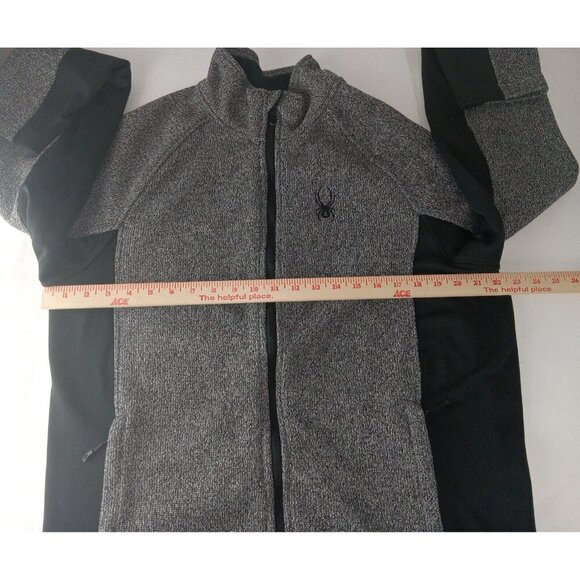 Spyder Mens Constant Full Zip Jacket Gray Black Heather Fleece Mock Neck Size L - Picture 8 of 11